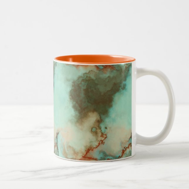 Turkos- och Rust Marble-Abstrakt Två-Tonad Mugg (Höger)