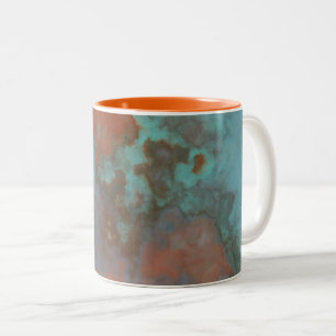 Turkos- och Rust Marble-Abstrakt Två-Tonad Mugg