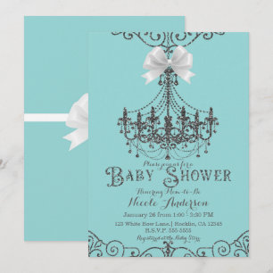 Turkos och Silver Vit Båge Elegant Bebis Shower Inbjudningar