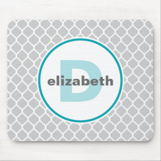 Turkos- och silverQuatrefoil Monogram Musmatta