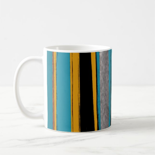 Turkos och svart - Abstrakt Art Rand Kaffemugg (Vänster)