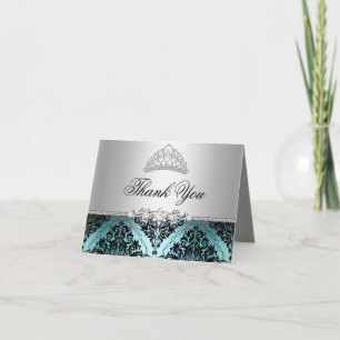 Turkos och svart prinsessans tiara tackkort