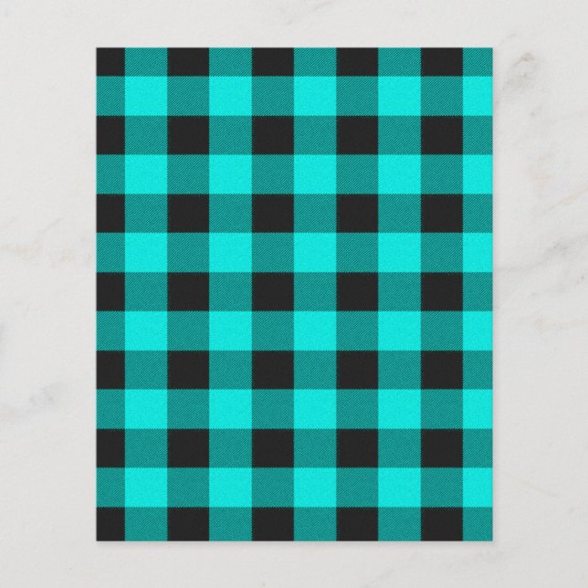 Turkos och svart rutigt scrapbookingpapper (Framsida)
