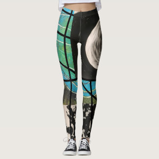 Turkos- och svartrandar leggings
