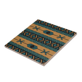 Turkos och Tan Southwest Aztec Mönster Kakelplatta