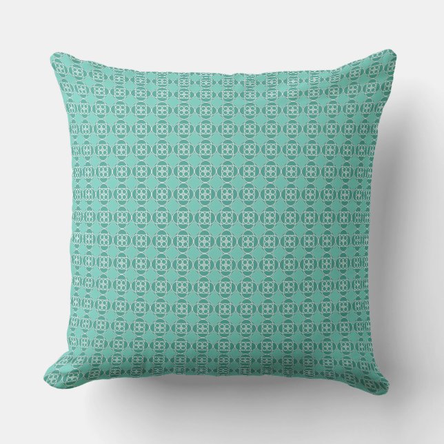 Turkos och teal Liten Geo Print Kudde (Framsida)