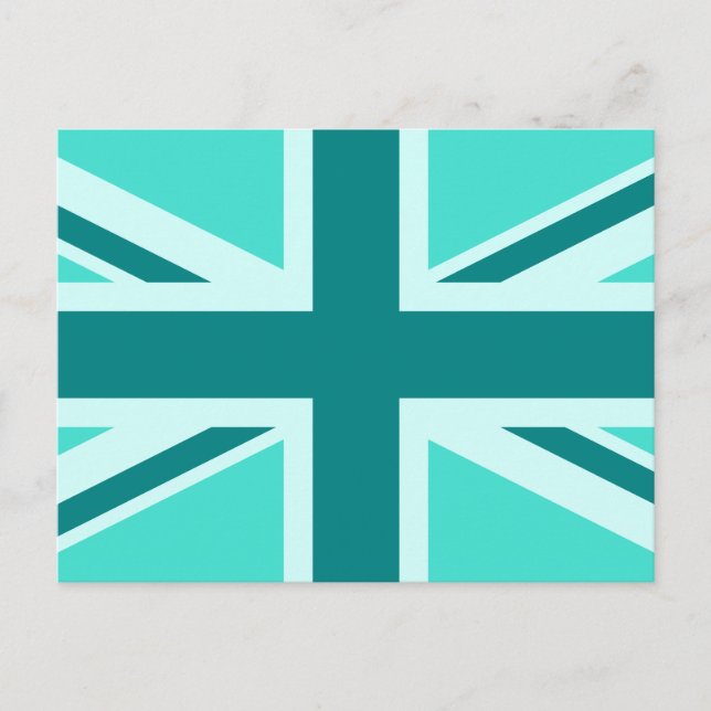 Turkos och teal Union Jack 2 Vykort (Framsida)