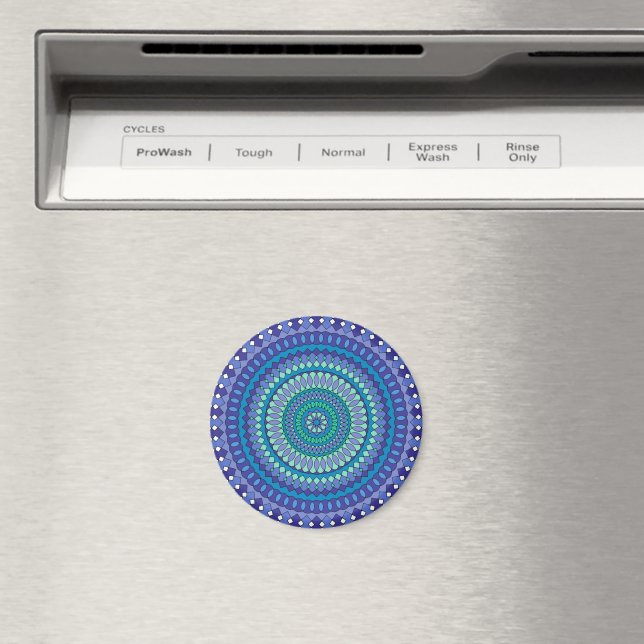 Turkos och tealblå mandala  magnet (In Situ (Dishwasher))