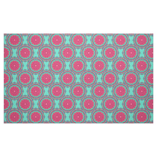 Turkos och tyg för rosamedaljongmönster (Fat Quarter)
