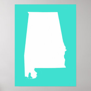 Turkos och vit Alabama Poster