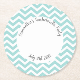 Turkos och vit chevron party underlägg papper rund