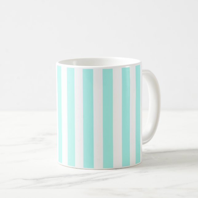 Turkos och vit kandy rand kaffemugg (Framsida höger)