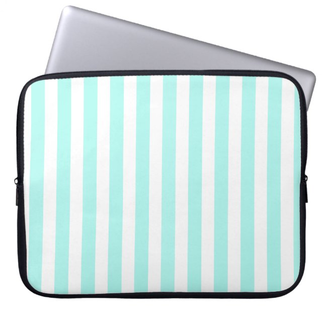 Turkos och vit kandy rand laptop fodral (Framsidan)