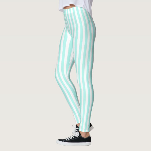 Turkos och vit kandy rand leggings (Vänster)
