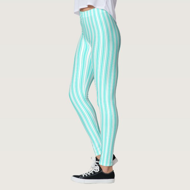 Turkos och vit kandy rand leggings (Vänster)