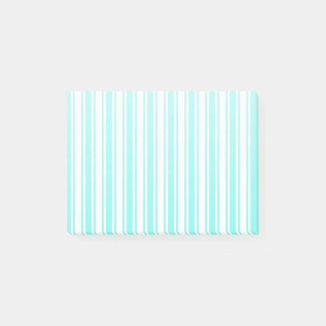Turkos och vit kandy rand post-it block (Framsida)