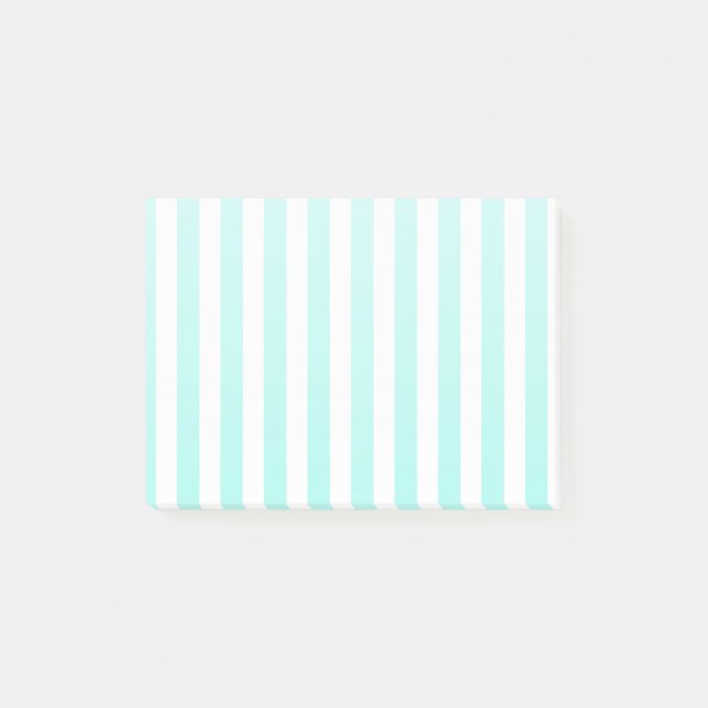 Turkos och vit kandy rand post-it block (Framsida)
