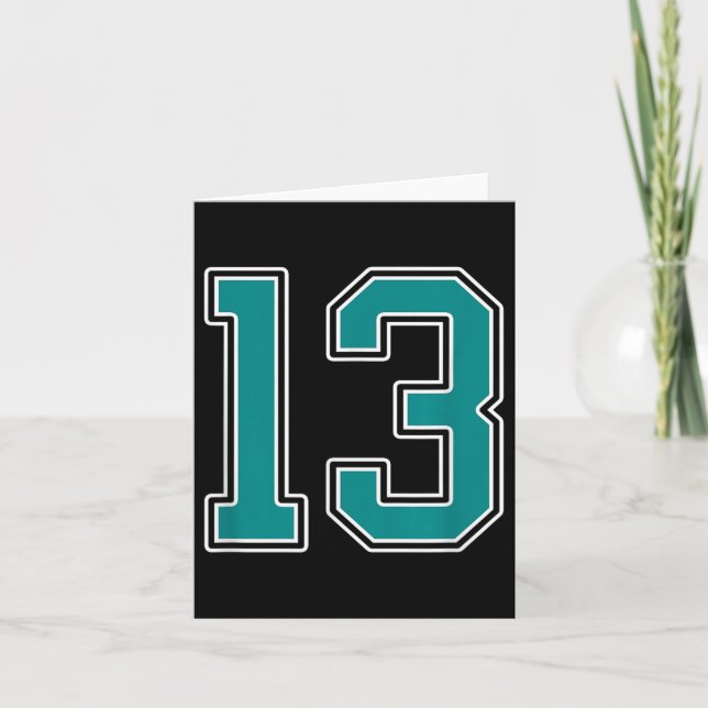 Turkos och vit tröja nummer 13 spelare uniform #13 kort (Framsida)