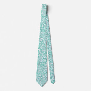 Turkos och vit vintage paisley mönster slips
