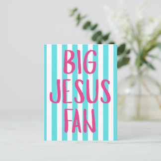 Turkos och vita ränder "Stor Jesus-fan"  Vykort