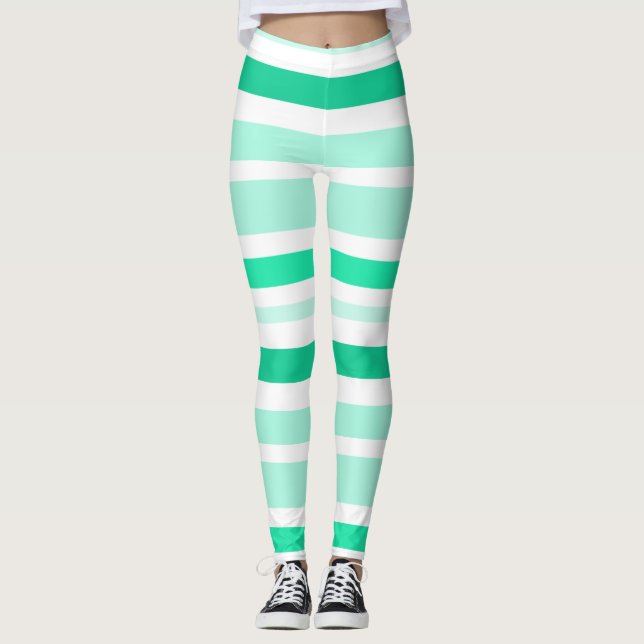 Turkos och vitrandiga leggings (Framsida)