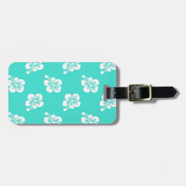 Turkos- och White Hibiscus-Blommönster Bagagebricka