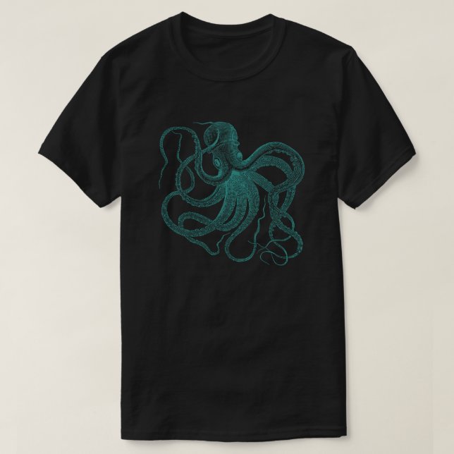 Turkos Octopus Vintage Illustration T-Shirt (Design framsida)
