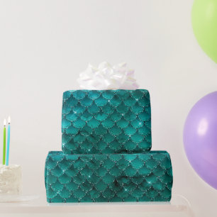 Turkos Ombre Glam Mermaidfjäll Mönster Presentpapper