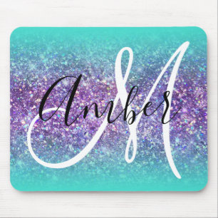 Turkos Ombre Lila Glam Glitter Monogram Musmatta