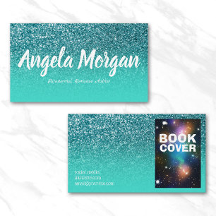 Turkos Ombre Teal Glitter Foto Författare Visitkort