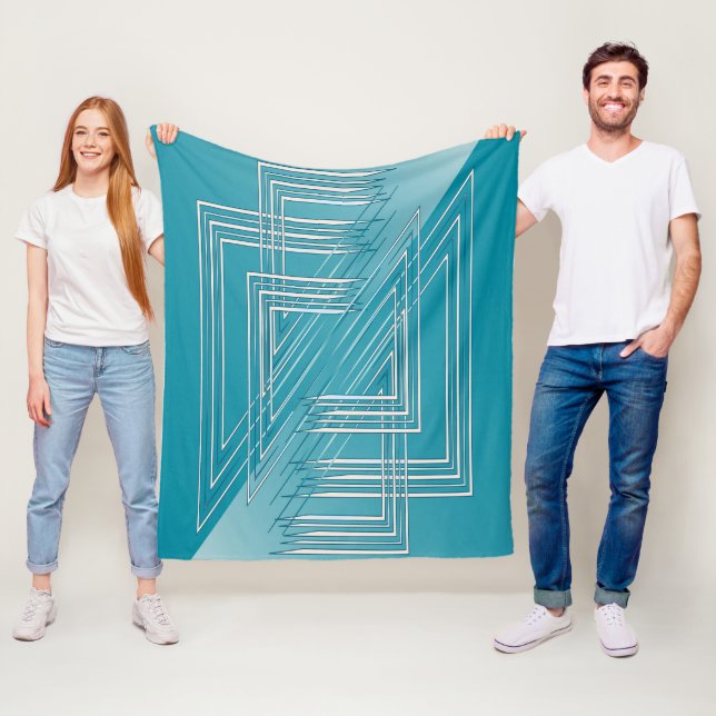 Turkos, opaliserat, vitt fleecefilt (På plats)