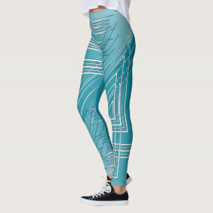 Turkos, opaliserat, vitt leggings