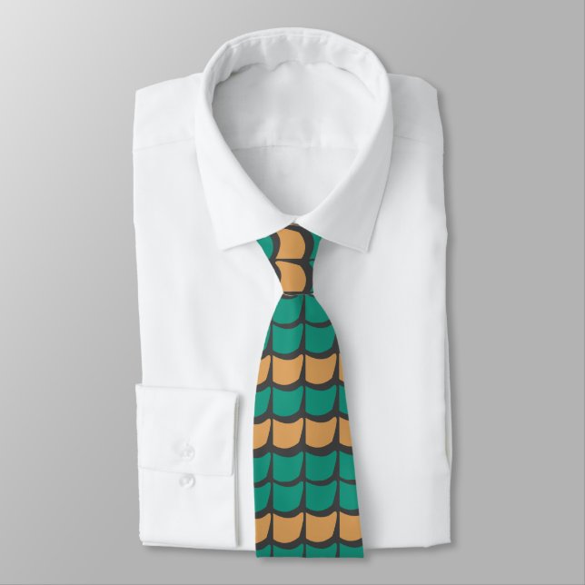 Turkos Orange Abstrakt Mönster Slips (Bunden)