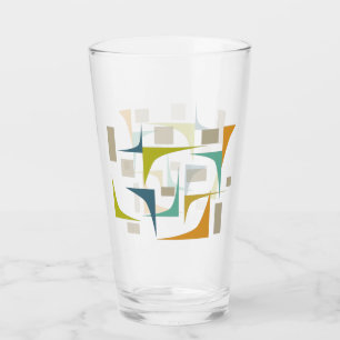 Turkos Orange Grönt Corners Mid Century Retro Glaskopp