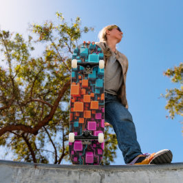 Turkos Orange Magenta 3D Krets Skateboard