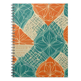 Turkos, Orange och Tan Abstrakt Blommor Anteckningsbok