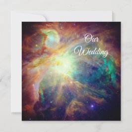 Turkos Orionnebulosan Rymdbild Kosmisk Bröllopsfes Inbjudningar