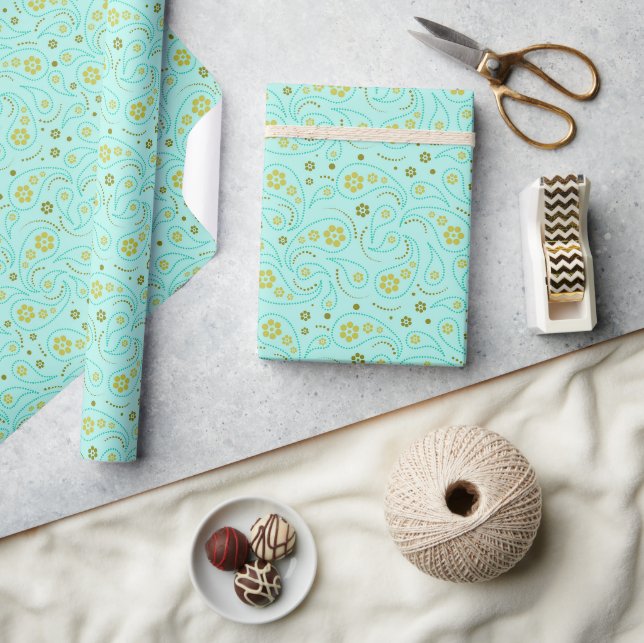 turkos paisley bandana sömlös mönster presentpapper (Hantverk)