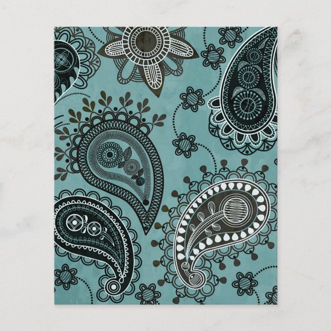 Turkos paisley-scrapbookbakgrundspapper (Framsida)