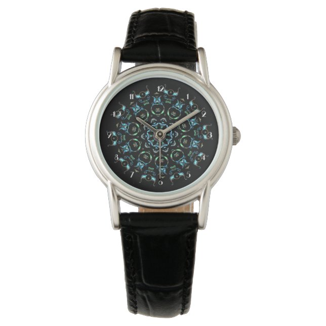 Turkos Pärl Mandala Armbandsur (Framsida)