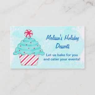 Turkos, Peppermint Chrismas Cupcoa Baking Visitkort