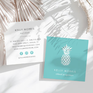 Turkos Pineapple Fyrkantigt Visitkort