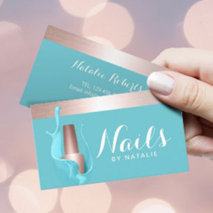 Turkos Polska Stänk Ro Guld Nail Salon Visitkort