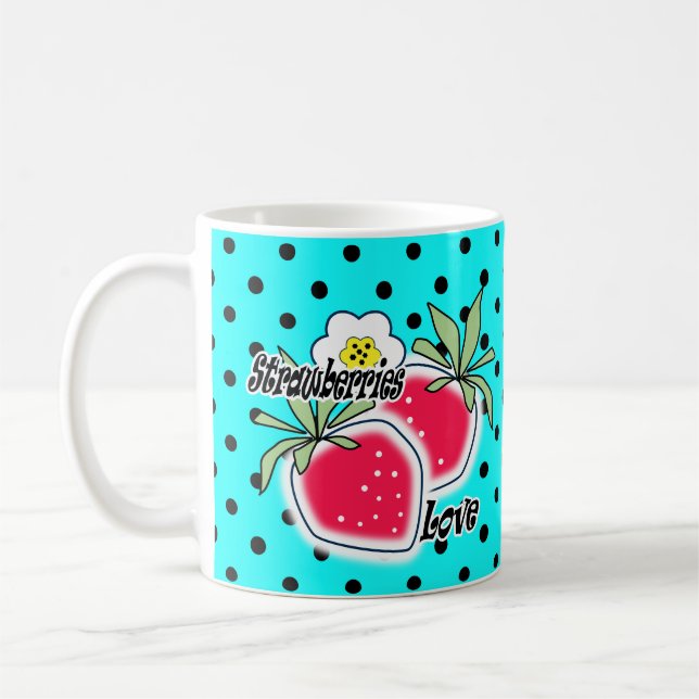 Turkos prickig bakgrund kaffemugg (Vänster)