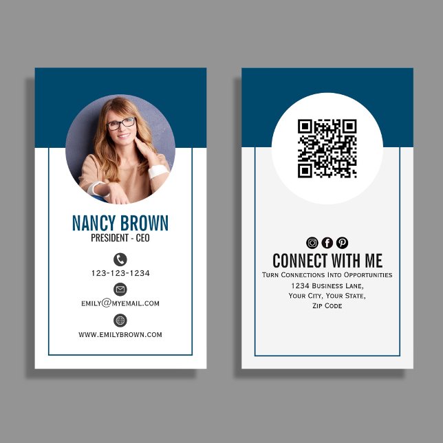 Turkos QR-kod Foto Koppla Upp Med Mig Minimalistis Visitkort (Modern teal QR code photo design with clean layout—perfect for easy, stylish networking.)