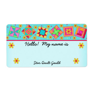 Turkos Quilt Blocks Quilters Namn bricka Fraktsedel