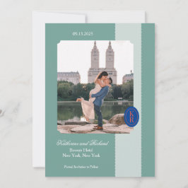 Turkos räfflad kant Save The Date Inbjudningar