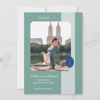 Turkos räfflad kant Save The Date Inbjudningar