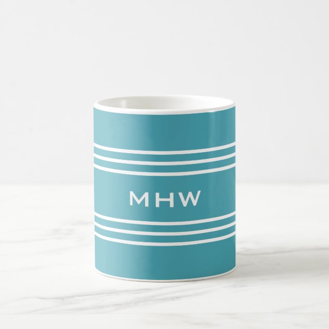 Turkos Rand anpassningsbar monogram mugg (Center)
