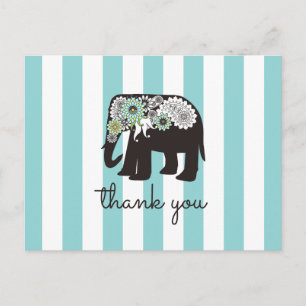 Turkos randig paisley elefant tack vykort